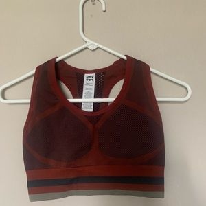 Dark red sports bra